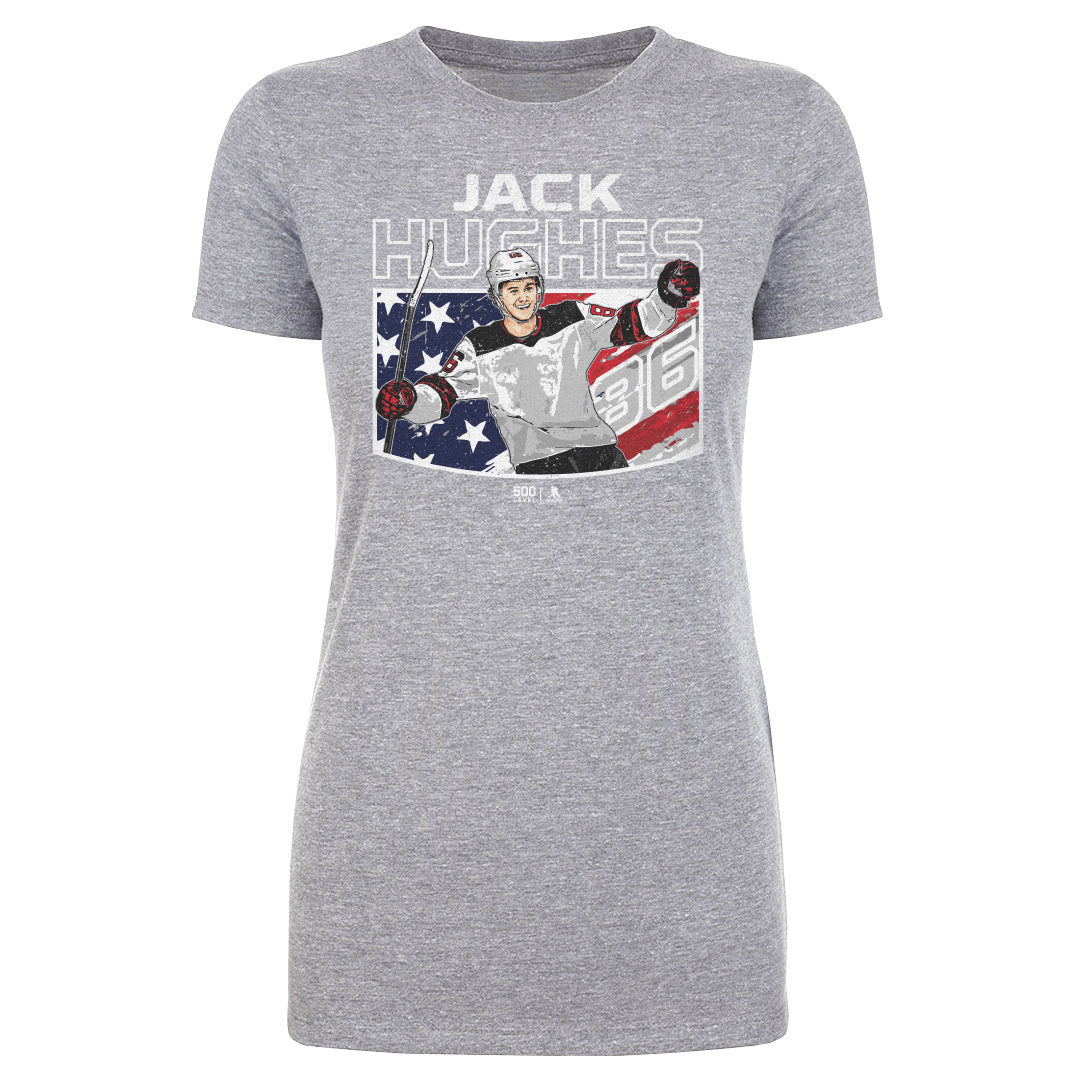 Jack Hughes New Jersey American Flag WHT