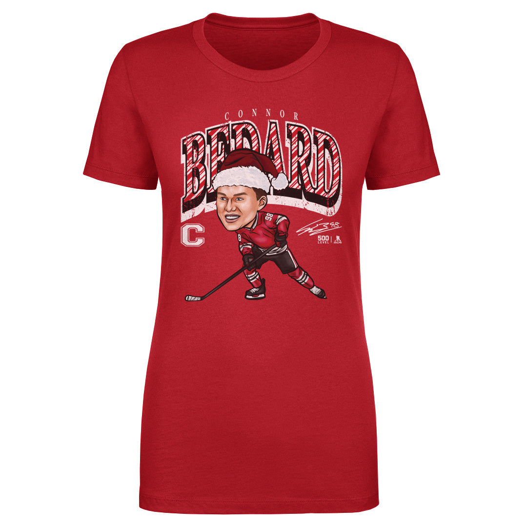 Connor Bedard Chicago Cartoon Santa Hat WHT