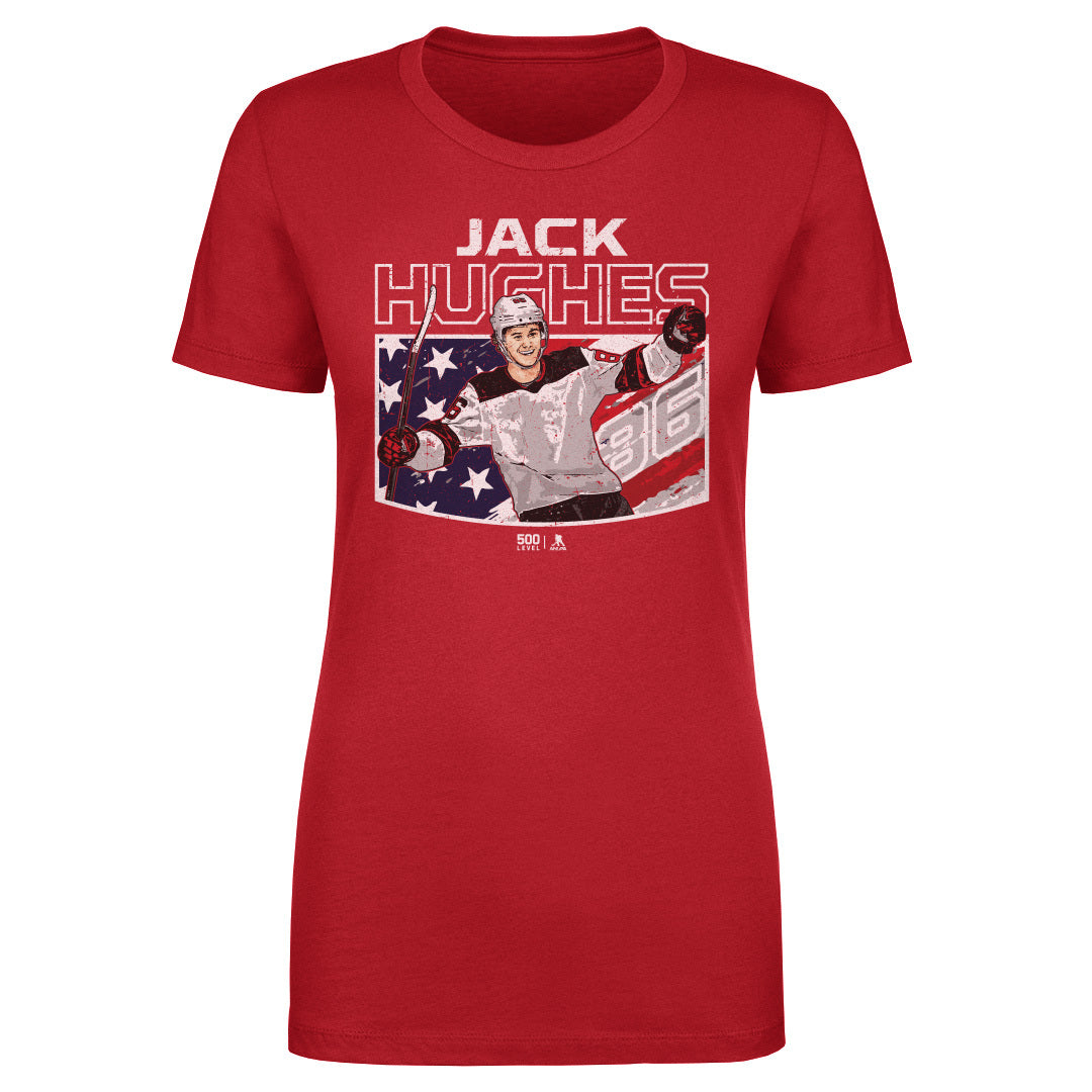 Jack Hughes New Jersey American Flag WHT