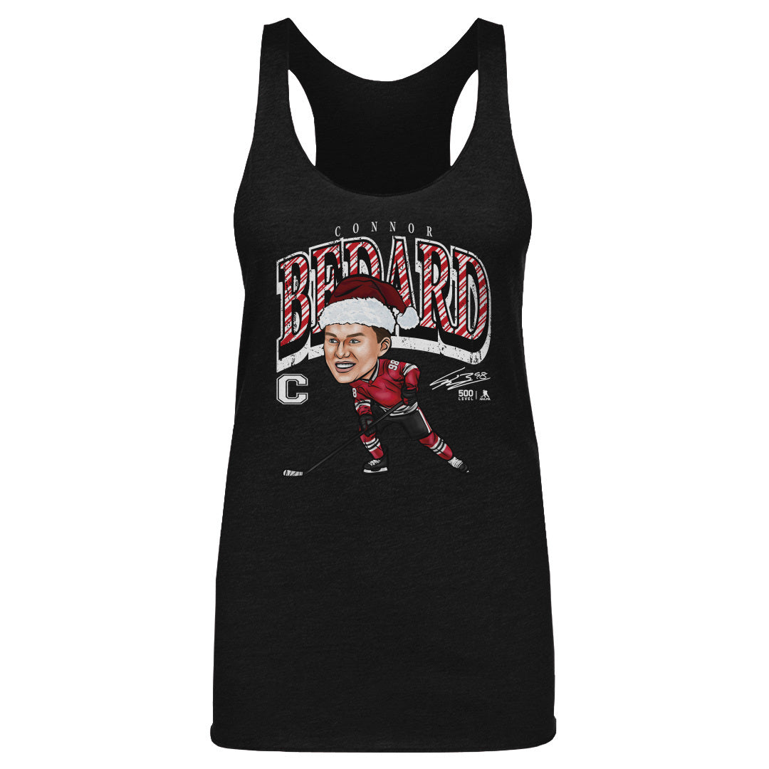 Connor Bedard Chicago Cartoon Santa Hat WHT