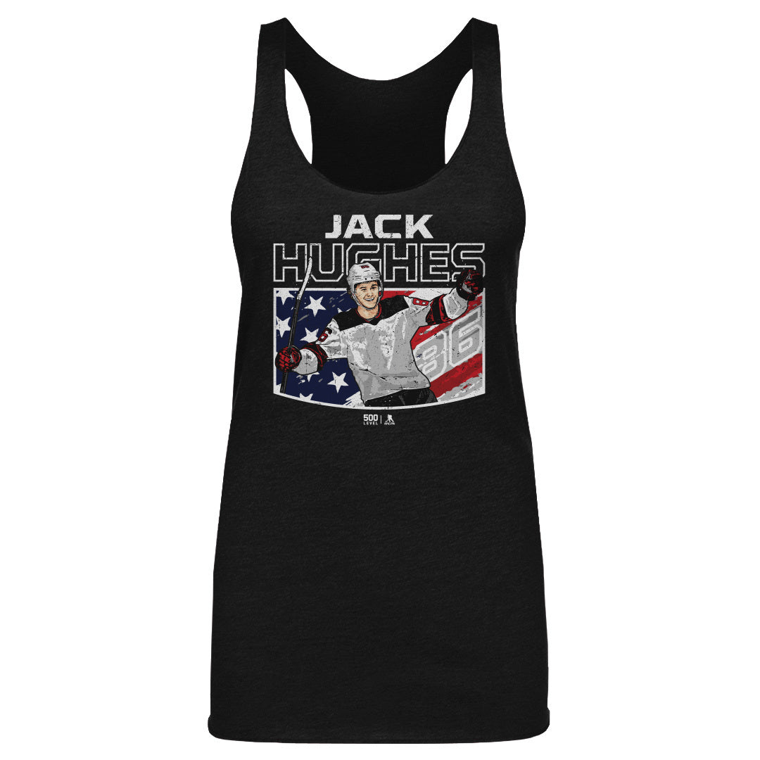 Jack Hughes New Jersey American Flag WHT