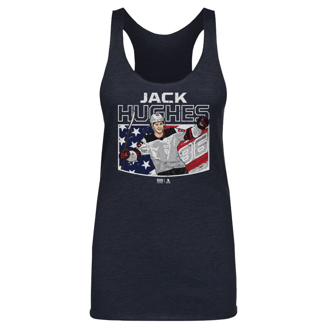 Jack Hughes New Jersey American Flag WHT