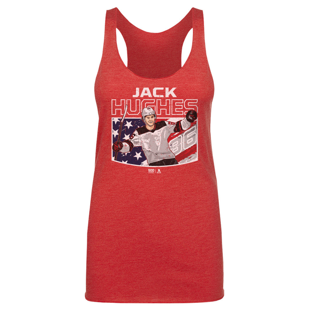 Jack Hughes New Jersey American Flag WHT