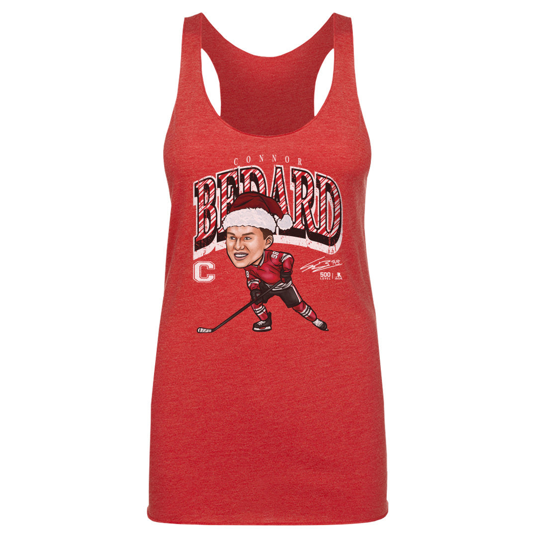 Connor Bedard Chicago Cartoon Santa Hat WHT