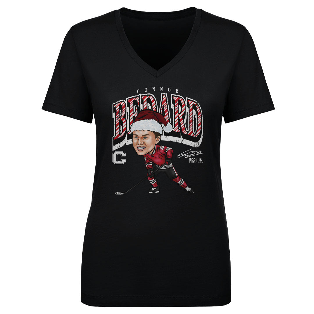 Connor Bedard Chicago Cartoon Santa Hat WHT