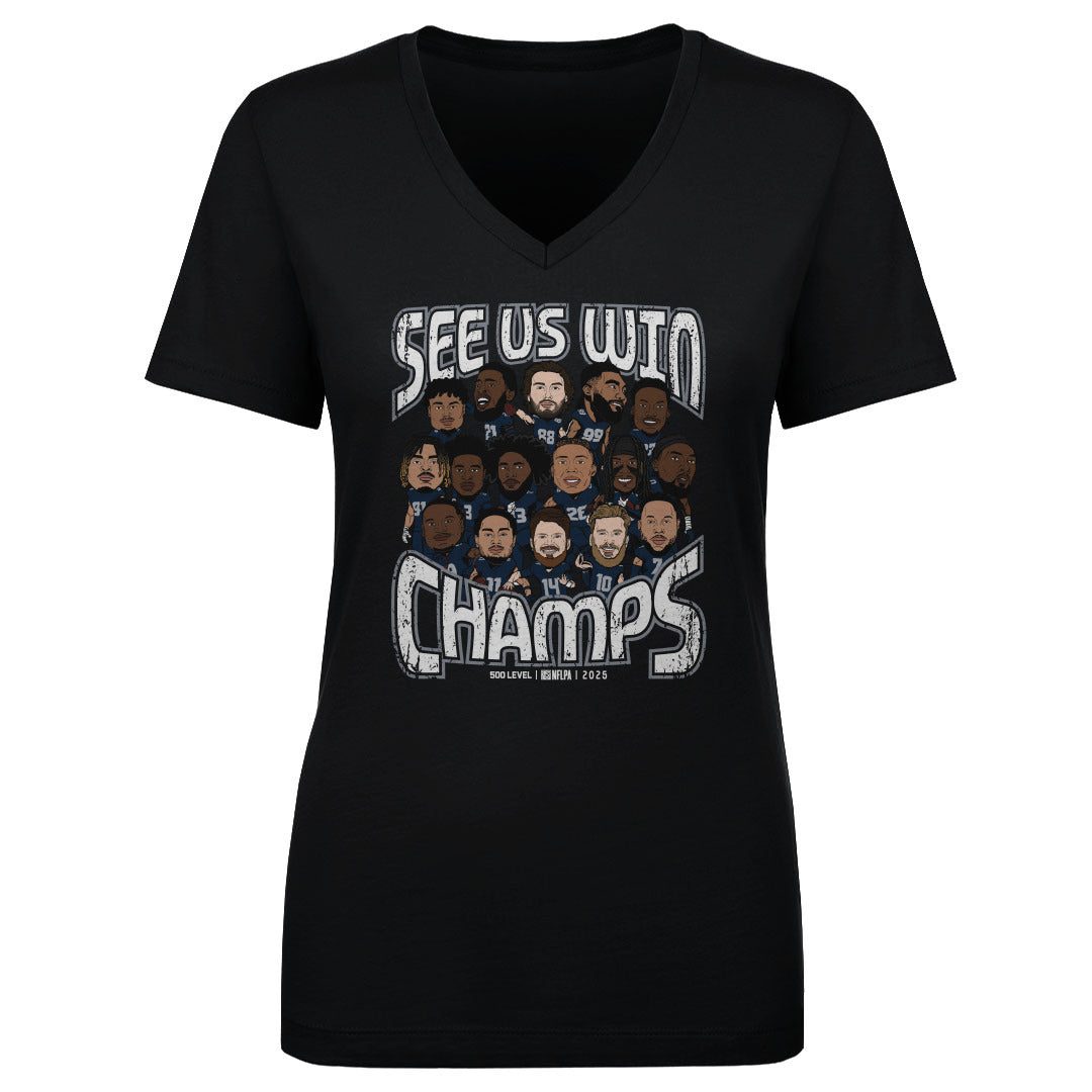 Seattle Football 2025 Champs Cartoon WHT
