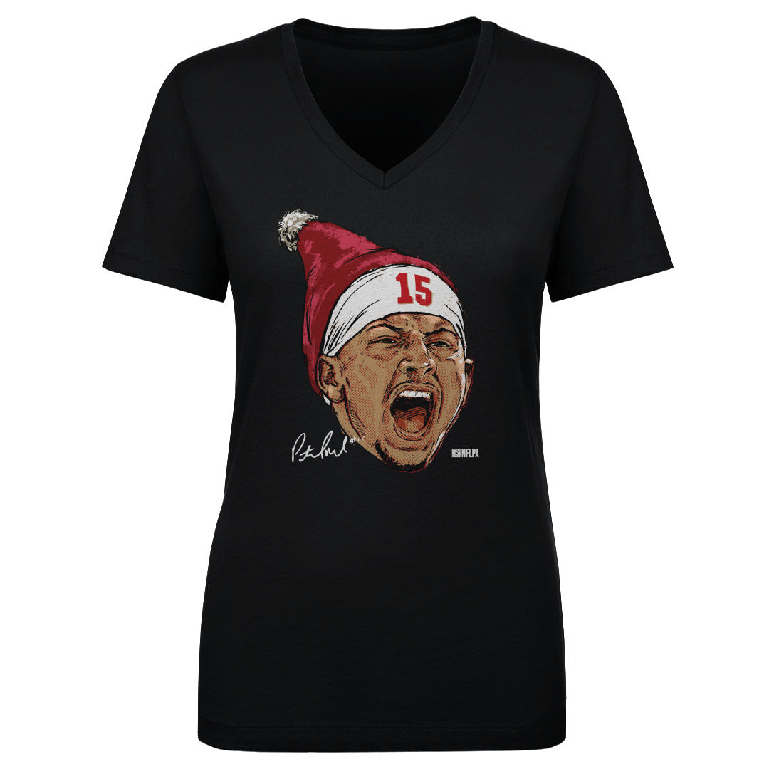 Patrick Mahomes Kansas City Portrait Santa Hat WHT