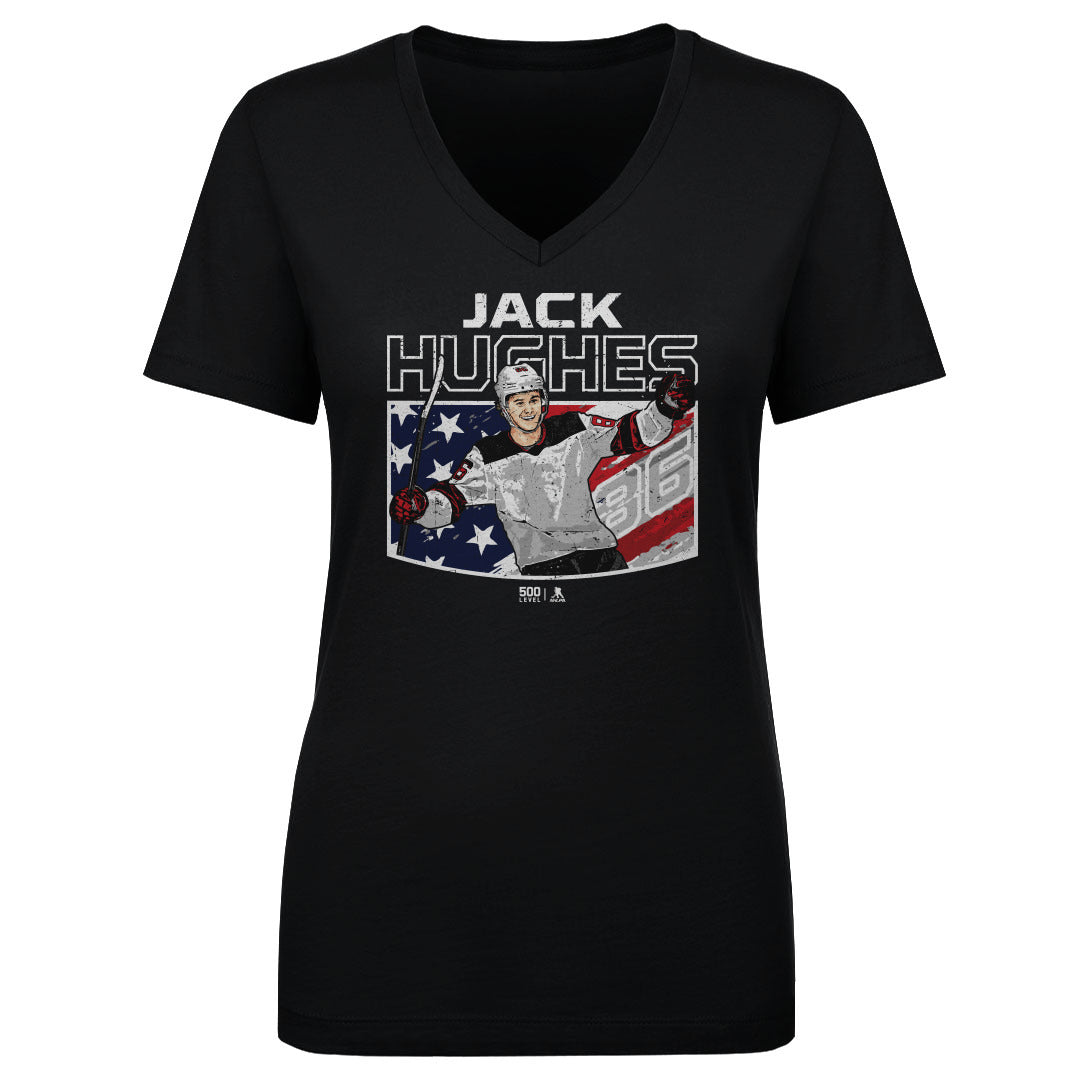Jack Hughes New Jersey American Flag WHT