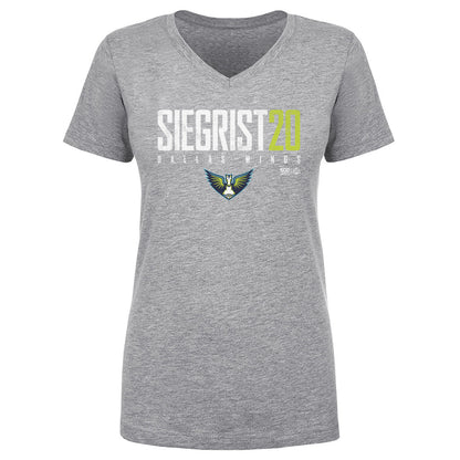 Maddy Siegrist Dallas Wings Elite WHT Womens V-Neck T Shirt 500 Level Officially Licensed Fan Gear