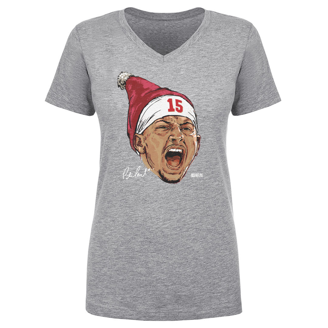 Patrick Mahomes Kansas City Portrait Santa Hat WHT