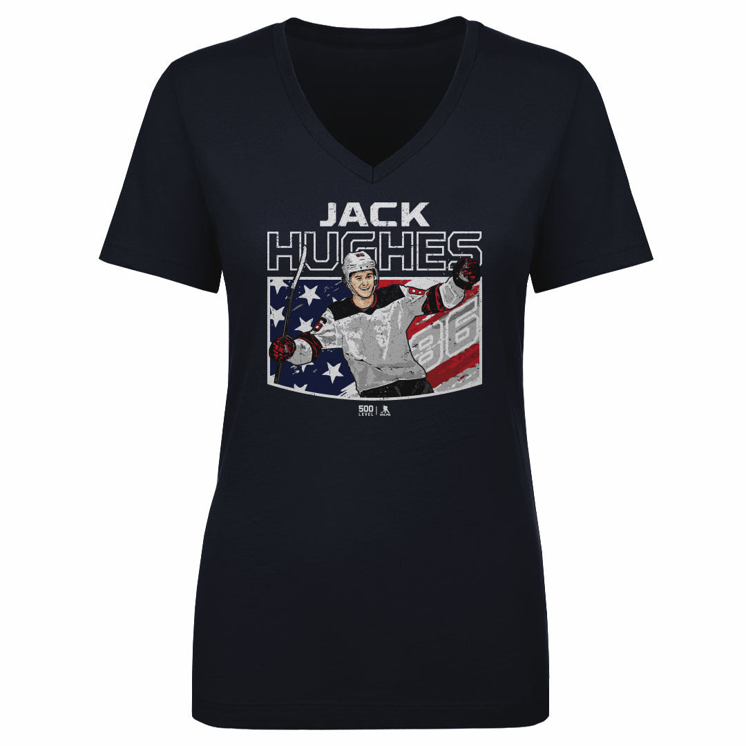 Jack Hughes New Jersey American Flag WHT