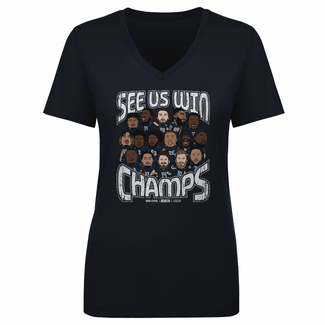 Seattle Football 2025 Champs Cartoon WHT
