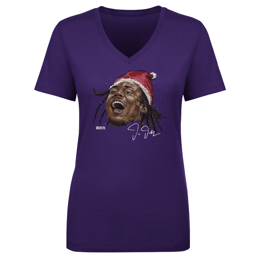 Justin Jefferson Minnesota Portrait Santa Hat WHT
