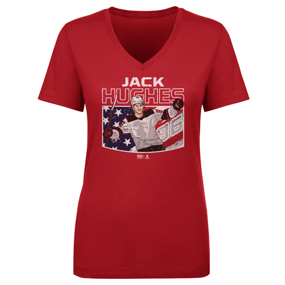 Jack Hughes New Jersey American Flag WHT