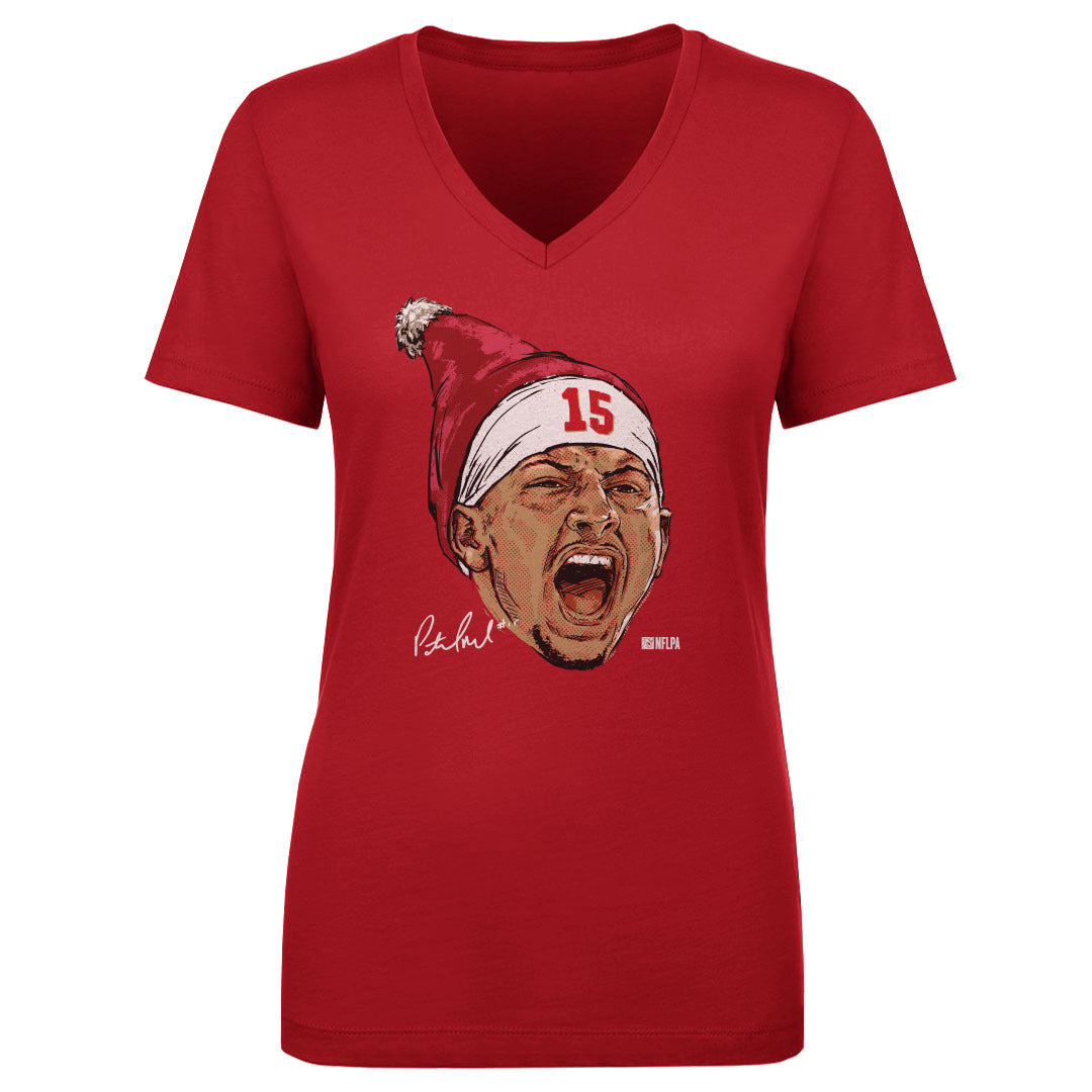 Patrick Mahomes Kansas City Portrait Santa Hat WHT