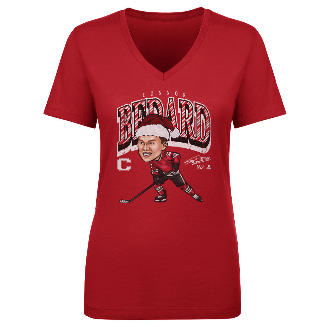 Connor Bedard Chicago Cartoon Santa Hat WHT