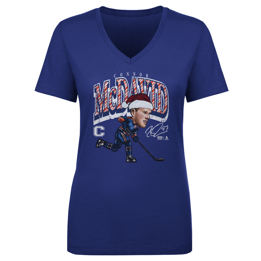 Connor McDavid Edmonton Cartoon Santa Hat WHT