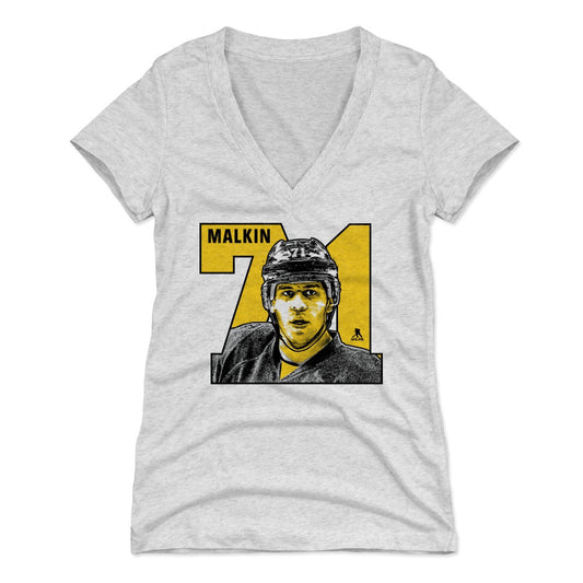 Evgeni Malkin Number Y Womens V-Neck T Shirt 500 Level Officially Licensed Fan Gear