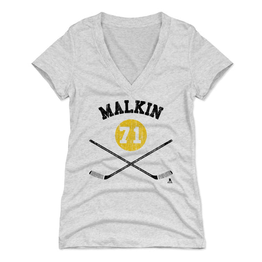 Evgeni Malkin Sticks Y Womens V-Neck T Shirt 500 Level Officially Licensed Fan Gear
