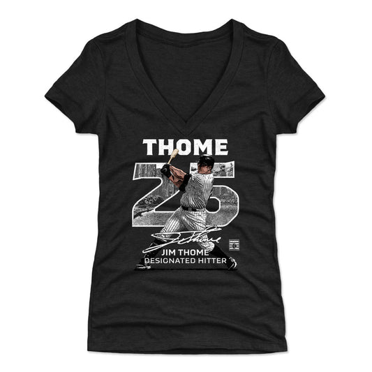 Jim Thome Throwback Number WHT Womens V-Neck T Shirt 500 Level Officially Licensed Fan Gear