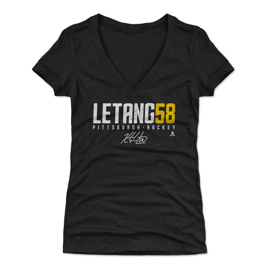 Kris Letang Letang58 W WHT Womens V-Neck T Shirt 500 Level Officially Licensed Fan Gear