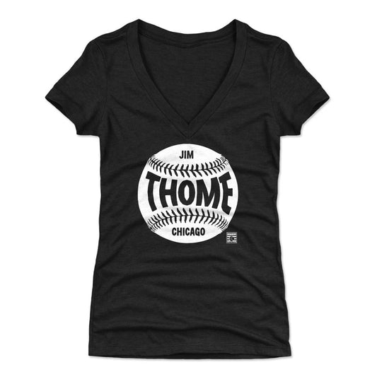 Jim Thome Chicago Baseball WHT Womens V-Neck T Shirt 500 Level Officially Licensed Fan Gear