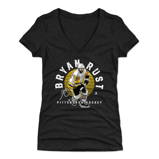 Bryan Rust Emblem Y WHT Womens V-Neck T Shirt 500 Level Officially Licensed Fan Gear