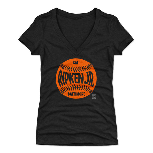 Cal Ripken Jr. Baltimore Baseball WHT Womens V-Neck T Shirt 500 Level Officially Licensed Fan Gear