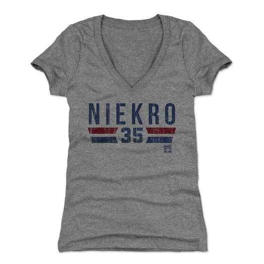 Phil Niekro Font B Womens V-Neck T Shirt 500 Level Officially Licensed Fan Gear