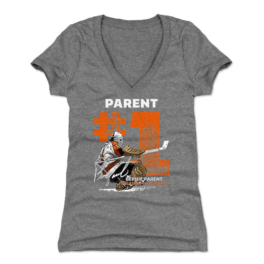 Bernie Parent Throwback Number WHT Womens V-Neck T Shirt 500 Level Officially Licensed Fan Gear