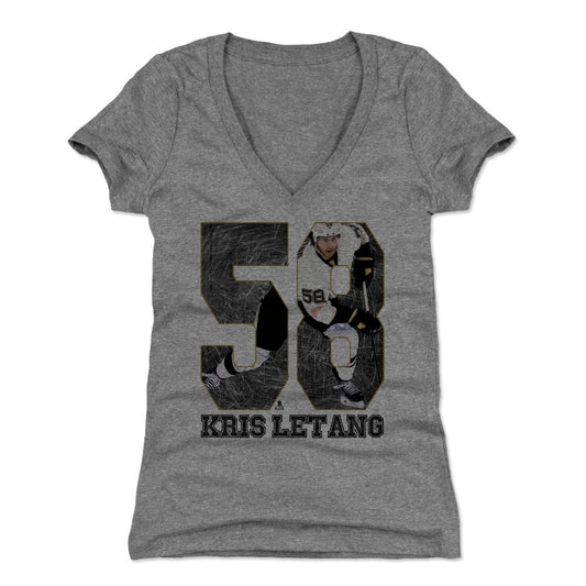 Kris Letang Game K Womens V-Neck T Shirt 500 Level Officially Licensed Fan Gear