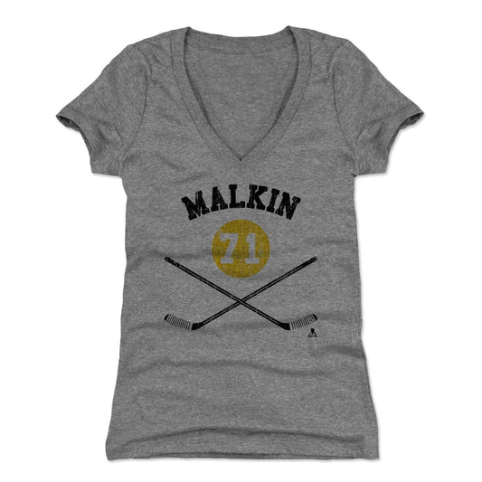 Evgeni Malkin Sticks Y Womens V-Neck T Shirt 500 Level Officially Licensed Fan Gear