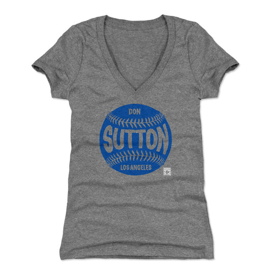 Don Sutton Los Angeles Baseball WHT Womens V-Neck T Shirt 500 Level Officially Licensed Fan Gear