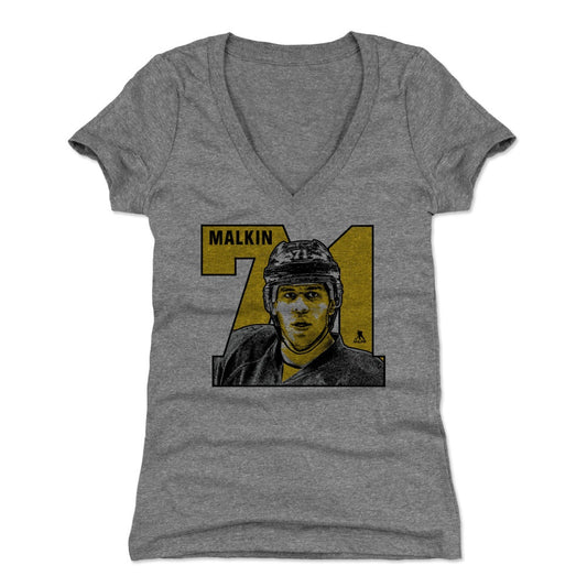 Evgeni Malkin Number Y Womens V-Neck T Shirt 500 Level Officially Licensed Fan Gear