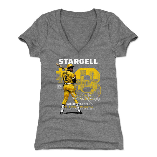 Willie Stargell Throwback Number WHT Womens V-Neck T Shirt 500 Level Officially Licensed Fan Gear