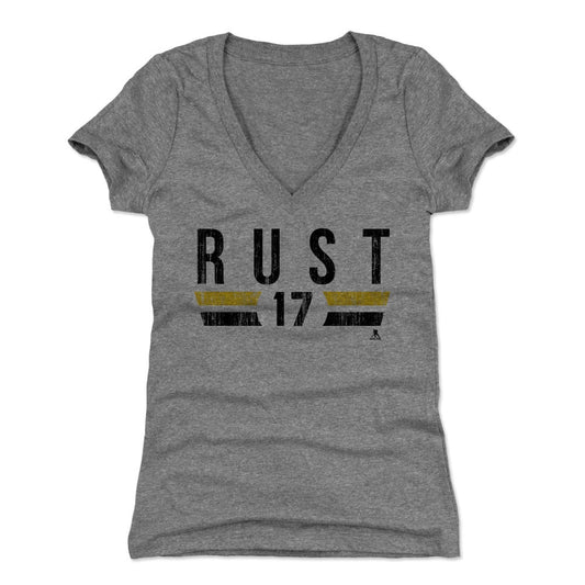 Bryan Rust Font YK Womens V-Neck T Shirt 500 Level Officially Licensed Fan Gear