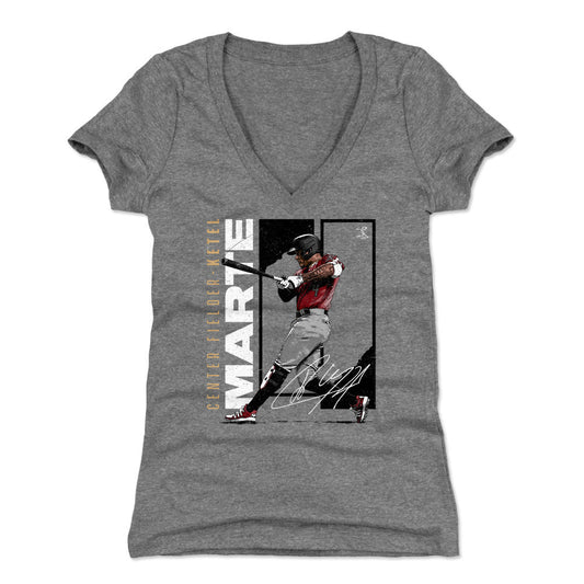 Ketel Marte Stretch WHT Womens V-Neck T Shirt 500 Level Officially Licensed Fan Gear