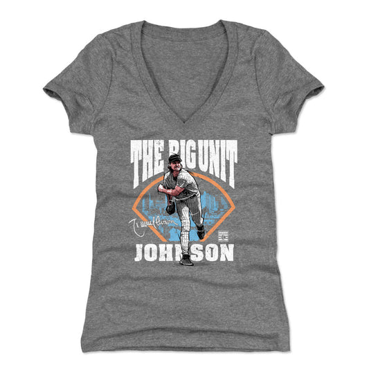 Randy Johnson The Big Unit Field WHT Womens V-Neck T Shirt 500 Level Officially Licensed Fan Gear