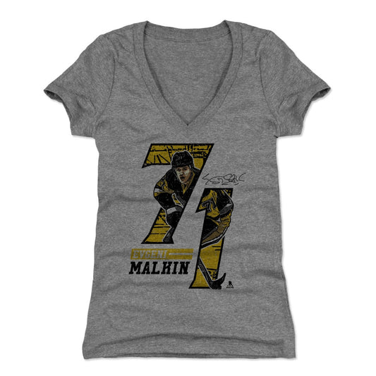Evgeni Malkin Offset Y Womens V-Neck T Shirt 500 Level Officially Licensed Fan Gear