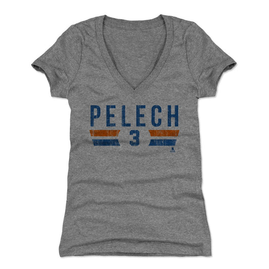 Adam Pelech New York I Font B Womens V-Neck T Shirt 500 Level Officially Licensed Fan Gear