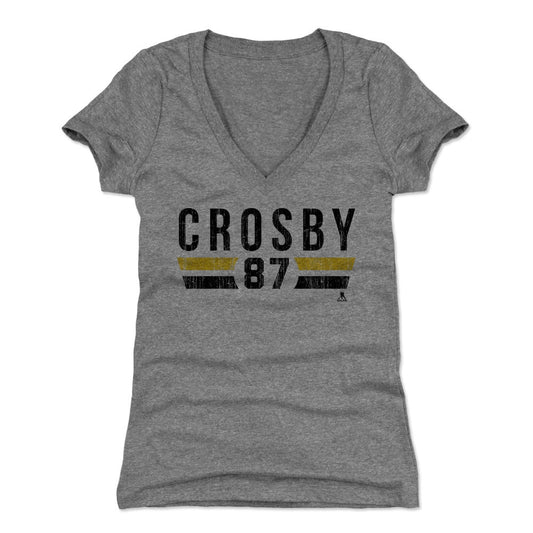 Sidney Crosby Font YK Womens V-Neck T Shirt 500 Level Officially Licensed Fan Gear