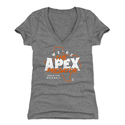 Houston Baseball Apex Predator WHT Womens V-Neck T Shirt 500 Level Officially Licensed Fan Gear