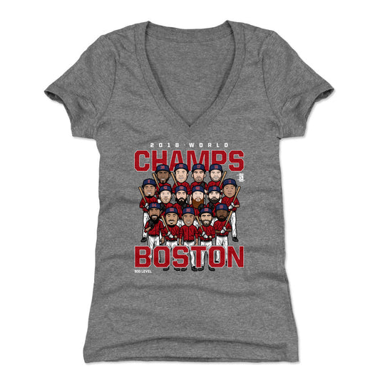 Boston Baseball 2018 World Champs WHT Womens V-Neck T Shirt 500 Level Officially Licensed Fan Gear