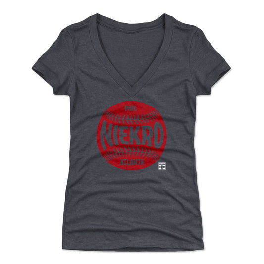 Phil Niekro Atlanta Baseball WHT Womens V-Neck T Shirt 500 Level Officially Licensed Fan Gear