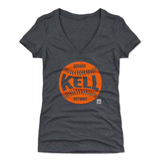 George Kell Detroit Baseball WHT Womens V-Neck T Shirt 500 Level Officially Licensed Fan Gear
