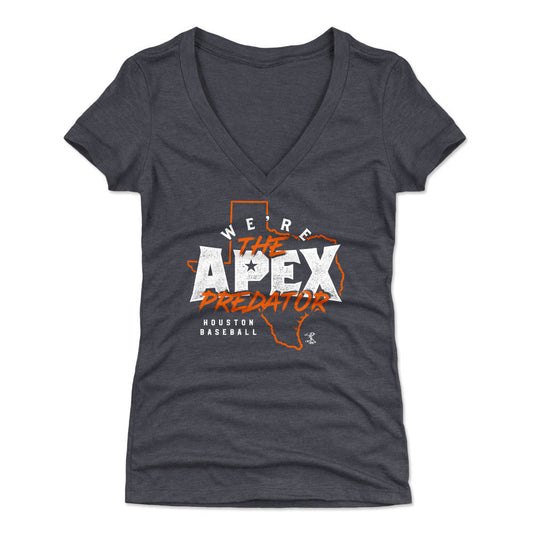 Houston Baseball Apex Predator WHT Womens V-Neck T Shirt 500 Level Officially Licensed Fan Gear