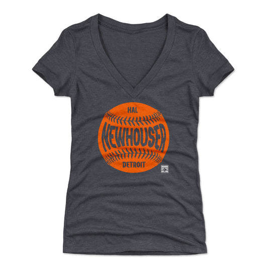 Hal Newhouser Detroit Baseball WHT Womens V-Neck T Shirt 500 Level Officially Licensed Fan Gear
