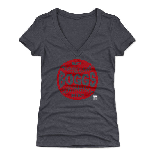 Wade Boggs Boston Baseball WHT Womens V-Neck T Shirt 500 Level Officially Licensed Fan Gear