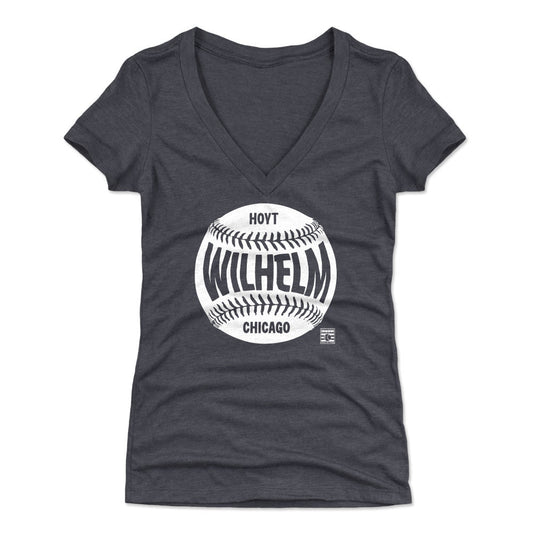 Hoyt Wilhelm Chicago Baseball WHT Womens V-Neck T Shirt 500 Level Officially Licensed Fan Gear