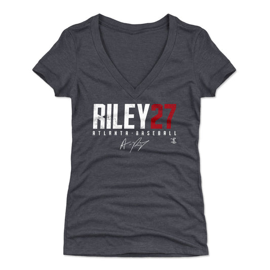 Austin Riley Elite R WHT Womens V-Neck T Shirt 500 Level Officially Licensed Fan Gear